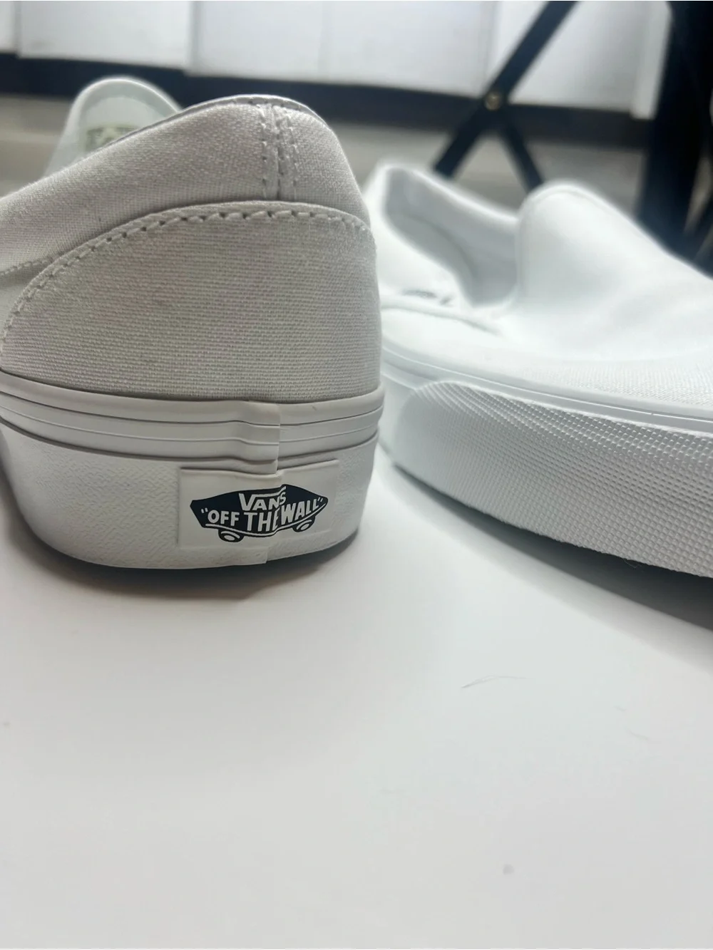 New Vans White Classic Slip-On Canvas Sneakers (never used)